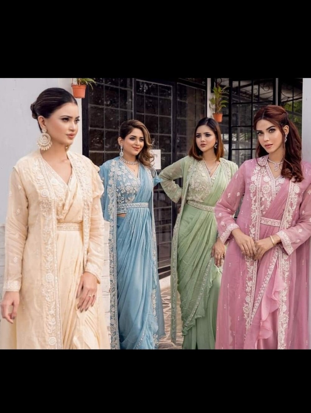 Designer Boutique Saree Gown In Ivory